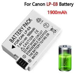 1900mAh 7.4V Camera Battery  LP-E8 LPE8 Battery For Camera Canon EOS 550D 600D 650D 700D X4 X5 X6i X7i