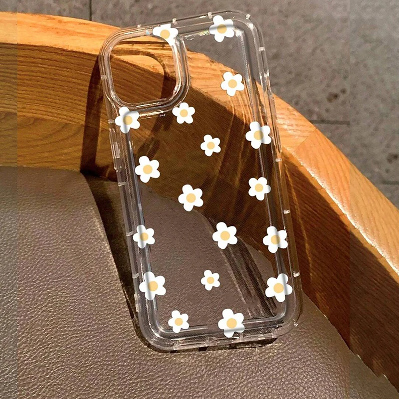 Summer Yellow and White Floral Fragments Clear Phone Case Cover