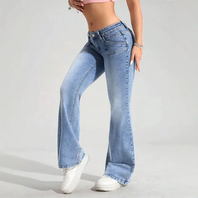 Women Solid Jeans Denim Trousers Full Lenth High Waist Zipper Pockets Slight Strech Slim Fit Y2k Streetwear Casual 2026 Autumn 4
