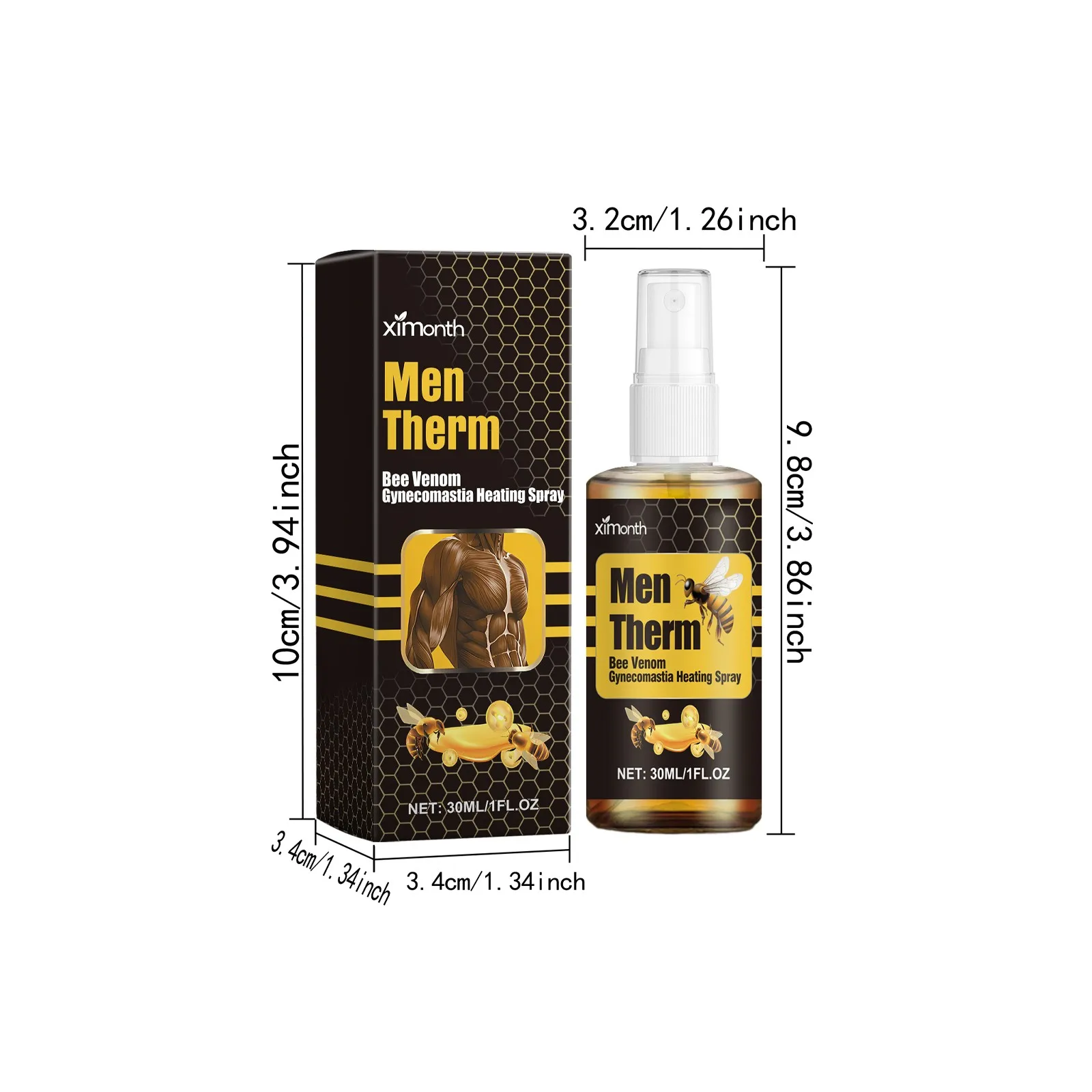 Bee Gynecomastia Heating Spray Men Bee Spray Men Oil Gynecomastia Tightening Spray 30ml