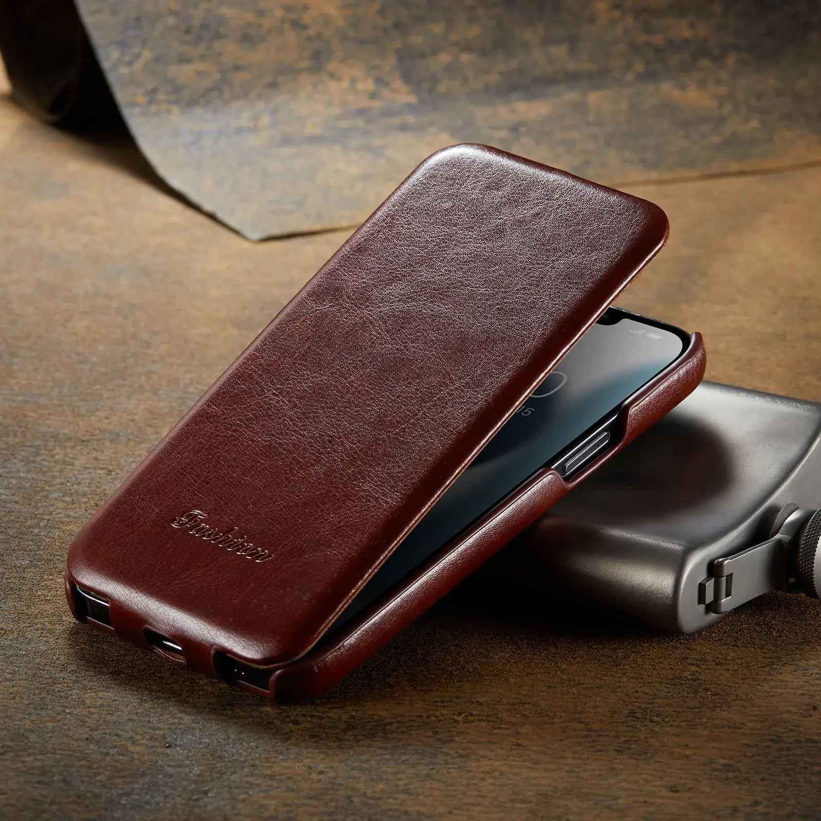Elegant Leather Flip Case - Vertical Classic Holder Cover