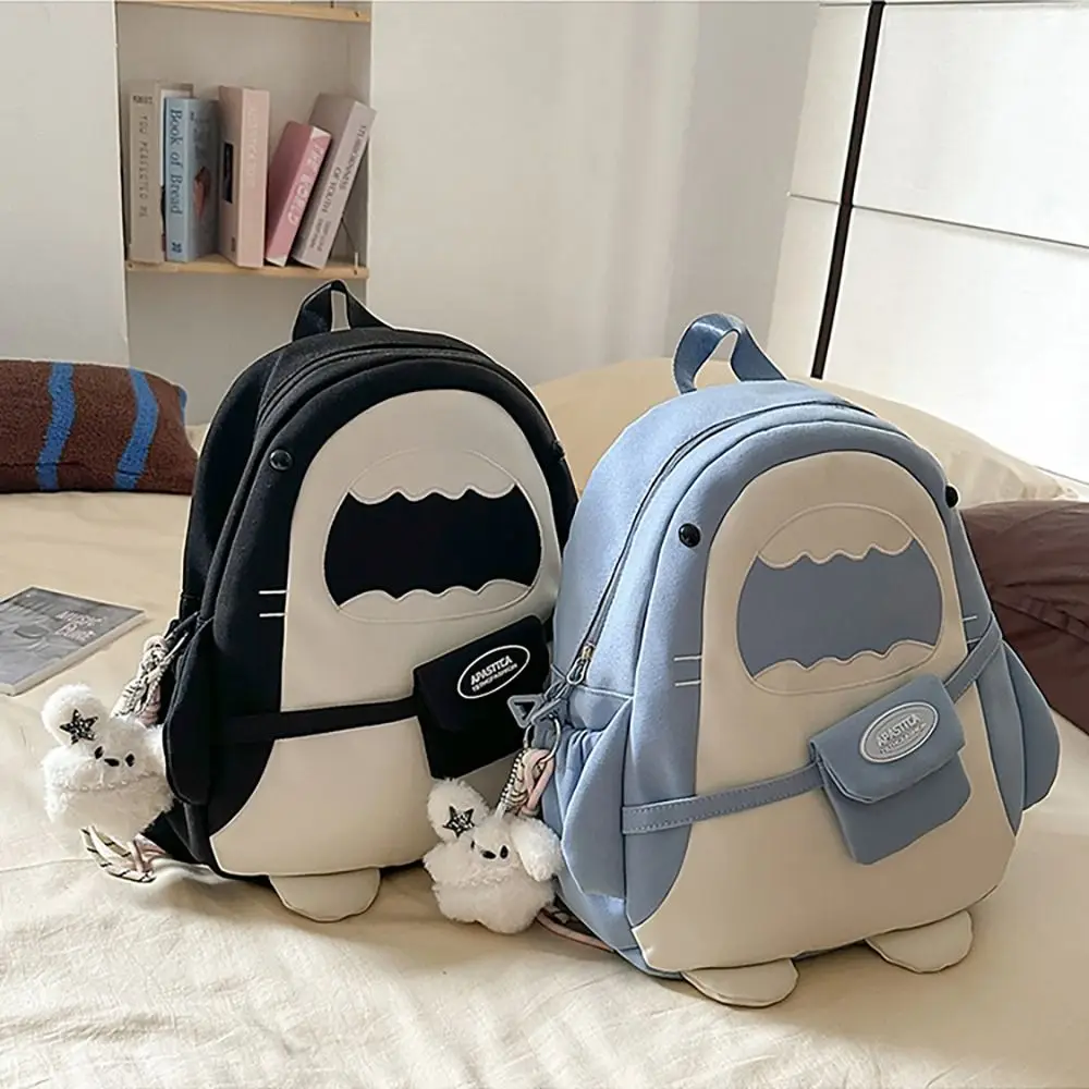 For Women Large Capacity Cartoon Backpack Versatile Unique Shark Backpack Simple Design Creative Schoolbag Student Life 1