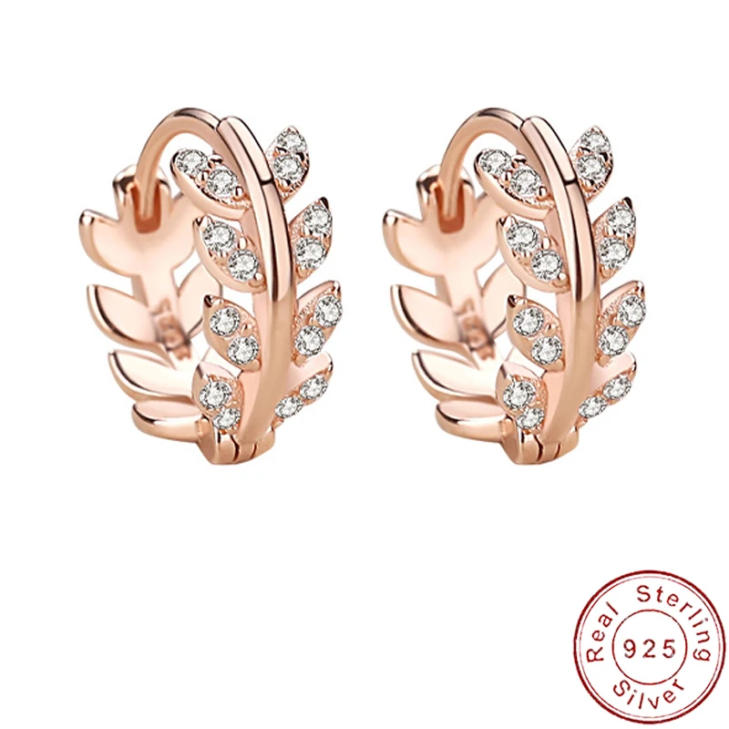 

JIALY European Fine S925 Sterling Silver Fashion Leaf Earrings Fresh Leaf Geometric For Women Jewelry Birthday Party Gift