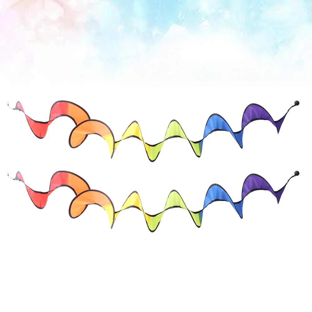 2개 세트 나선형 무지개 바람개비 눈길을 사로잡는 접이식 바람에 부는 장식품 ..