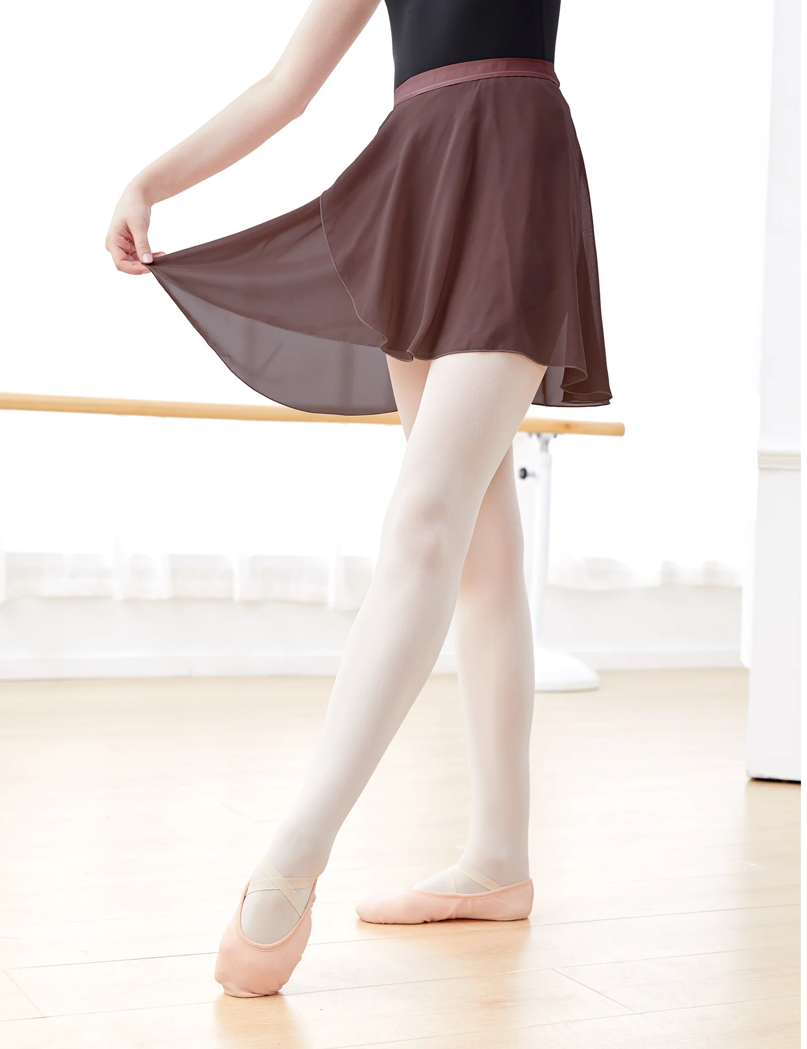 Frauen Ballettrock Schwarz Chiffon Tanzrock Mädchen Tanz Wickelrock Halbhoher Rock Tanzrock Ballerina Rock Verstellbare Krawatte – Detail 13