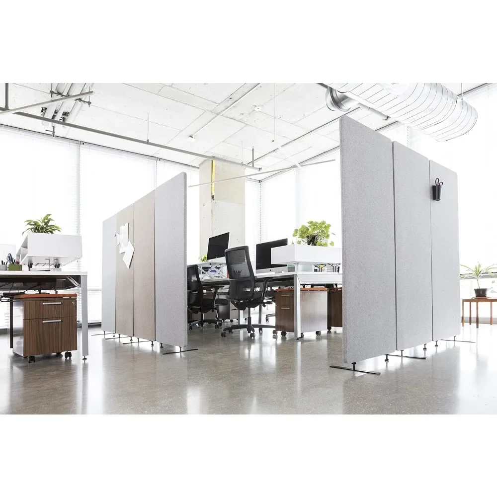 ReFocus Freestanding Noise Reducing Acoustic Room Wall Divider Office Partition (Cool Gray, 23.6" x 66", Stand-Alone Panel)