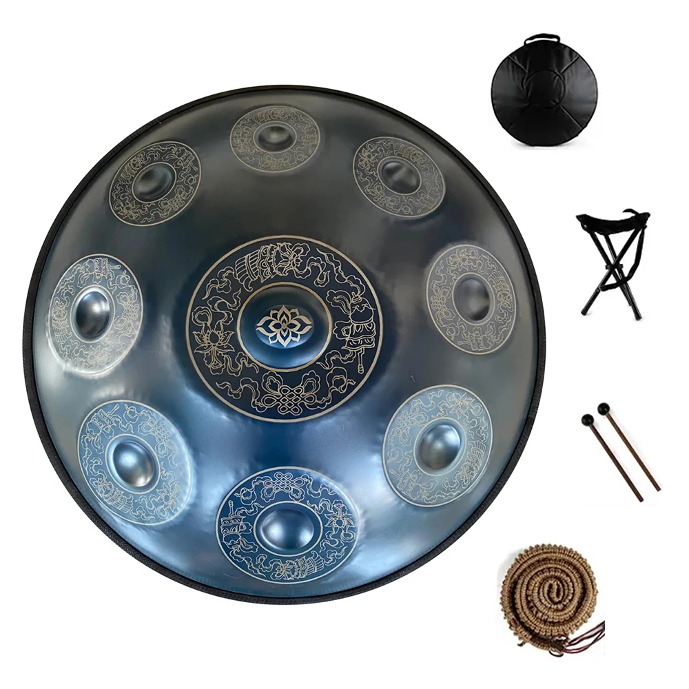 Hand Painted Tambourine Tongue Drum Meditation Instrument Stainless Steel D Minor 9 10 12 14 Tone 440Hz 22 Inch musical percussion instruments tongue drum