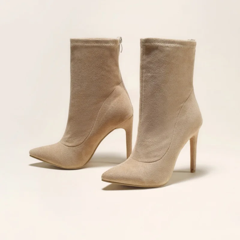 Europe 2022 New Leopard Print Women Ankle Boots Elements Pointed Socks Women's Boots Sexy Stiletto Suede Plus Size Women's Boot