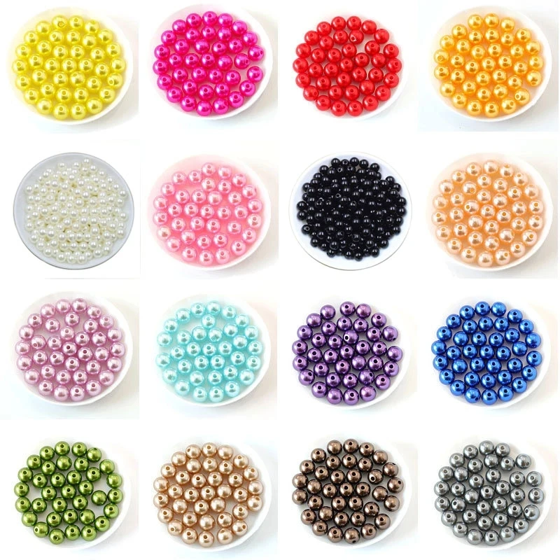 원형 멀티 컬러 아크릴 모조 진주 비즈, 느슨한 비즈, DIY 스크랩북 장식 공예 제작, 3-12mm, 500g