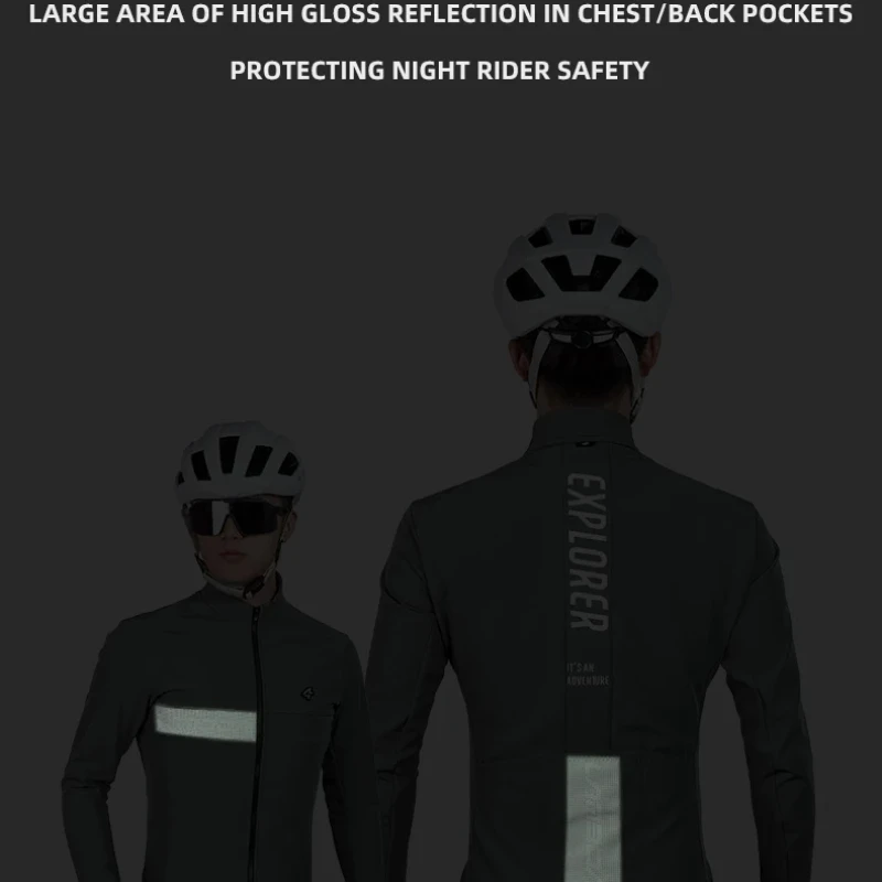Lameda Men's Windproof Cycling Jacket Fleece Insulated Spring Autumn Riding Gear Breathable Long Sleeve Bicycle Jacket