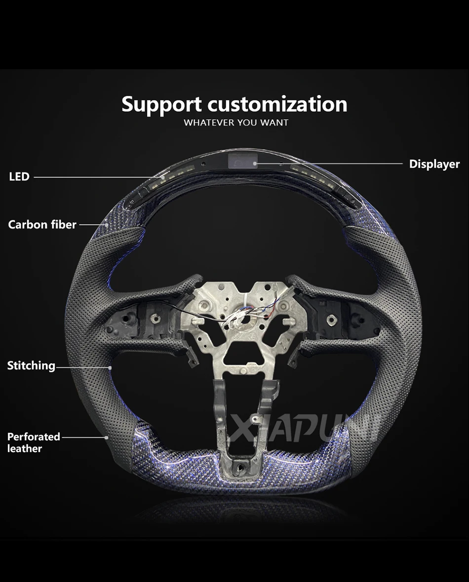 For Infiniti Q50 Q60 LED Steering Wheel 2015-2022 Carbon Fiber Perforated Leather Customized Sport Wheel - - Racext 25