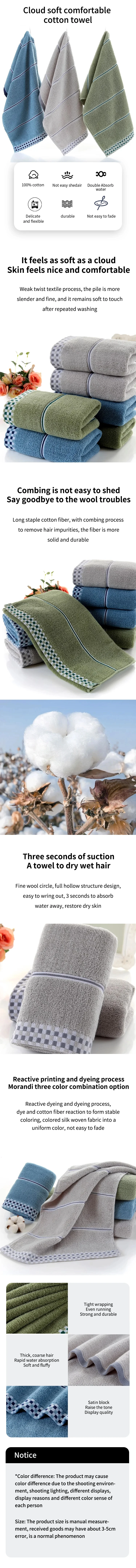 Description Picture 2 of item2 Towels Thickened Absorbent Towel Pure Cotton Quick Absorbent Soft Quick Dry Thickened Face Towel