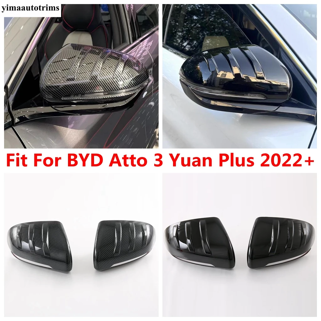 

For BYD Atto 3 Yuan Plus 2022 2023 Side Rearview Mirror Cap Shell Case Decoration Cover Trim Carbon Fiber / Black Accessories