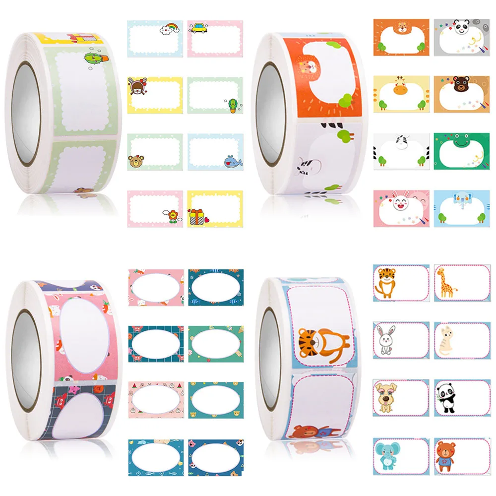 350pcsrollCuteCartoonNameStickers2537cmBlankWritableLabel