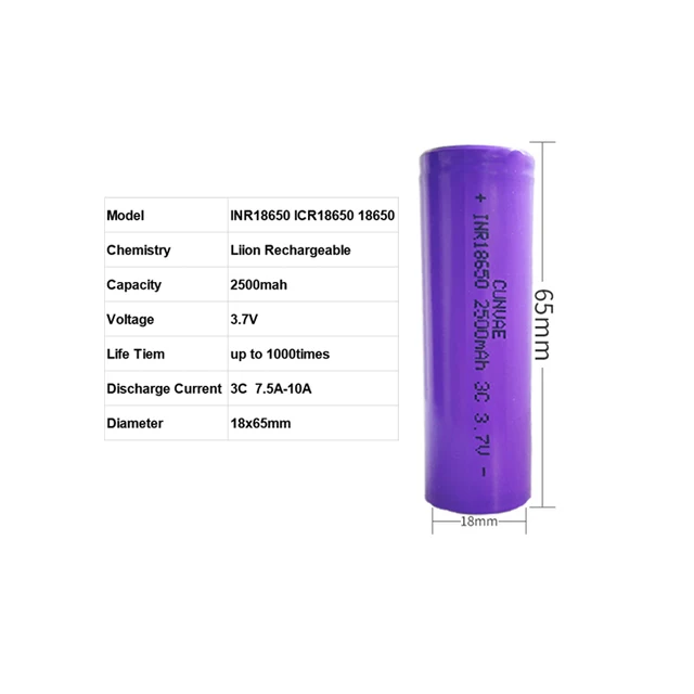 Batería de ion de litio 6600 mAh 3.7 V (Li-Ion) ICR18650 - Geek