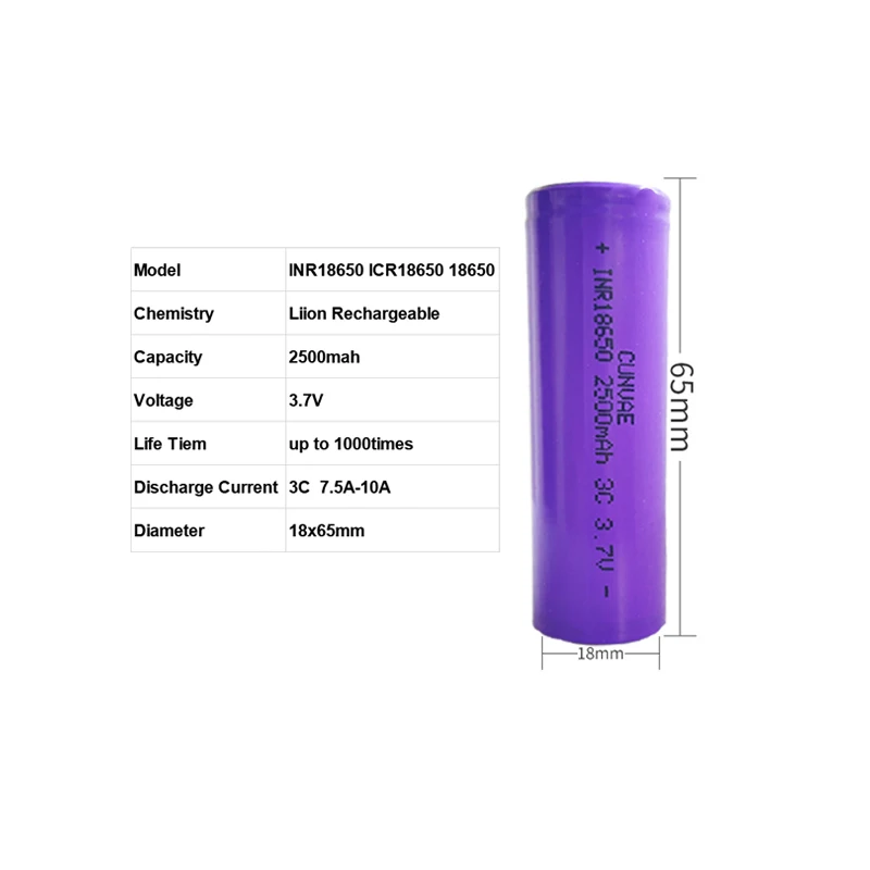 Pila Bateria Recargable De Li-ion 3.7 V 3300 Mah Icr18650 / Icr