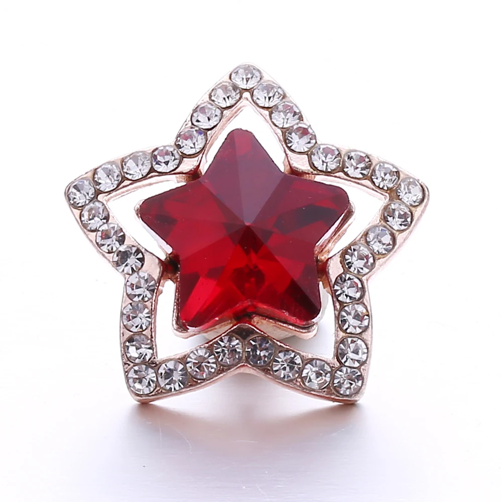 20PCS New Snap Button Jewelry Rhinestone Star 18mm Metal Snap Buttons Fit Snap Bracelet Bangle Necklace