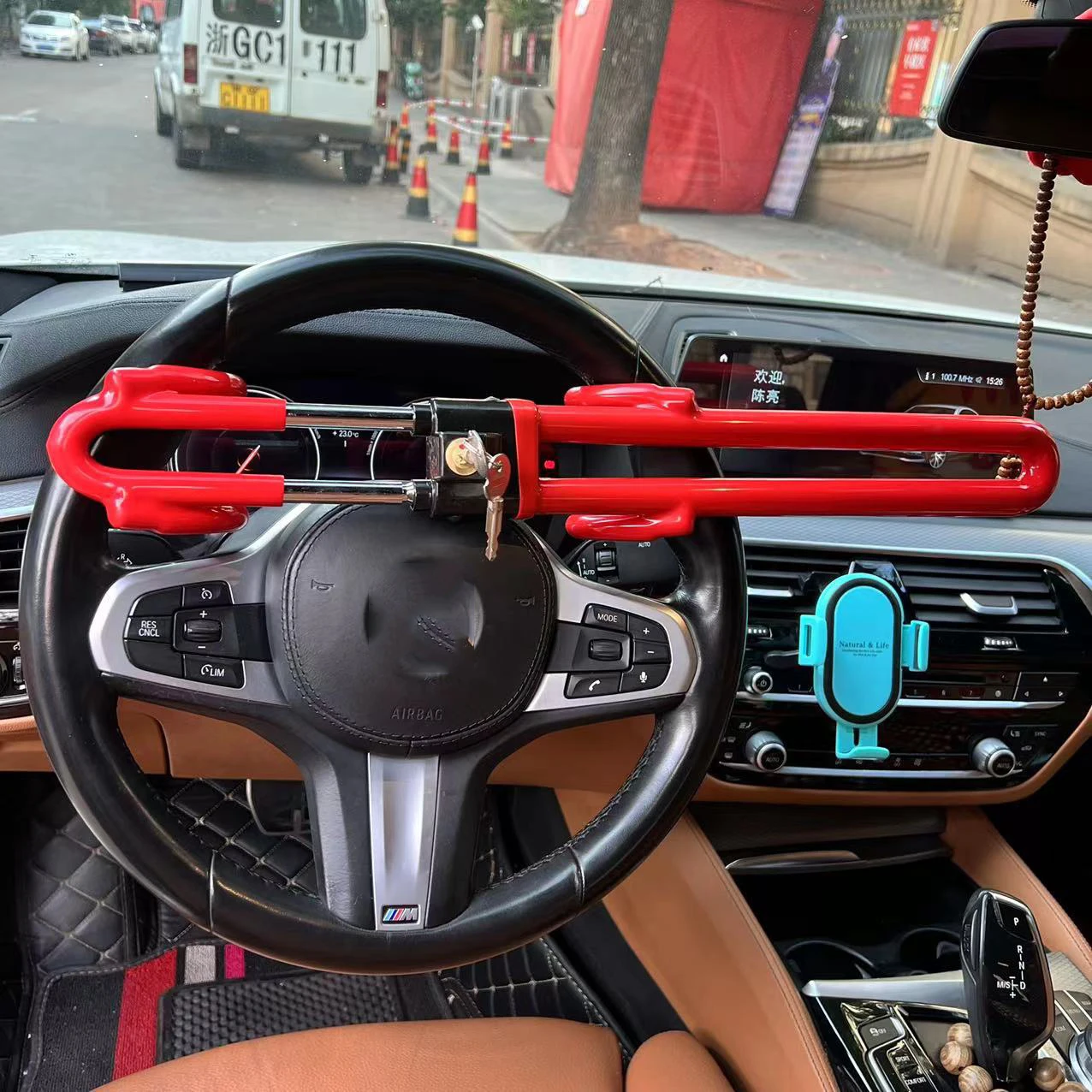 

Car Steering Wheel Brake Lock Anti-theft Retractable Hook Protection Safety Hammer Universal