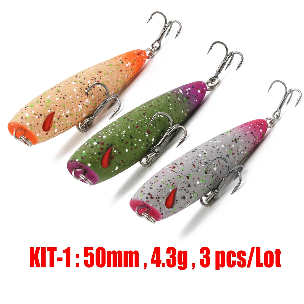 Jerry Stopper Topwater Fishing Lure Set Bass Trout Plug Ultralight Hard Bait  5cm 4.3g Floating Popper Artificial Bait