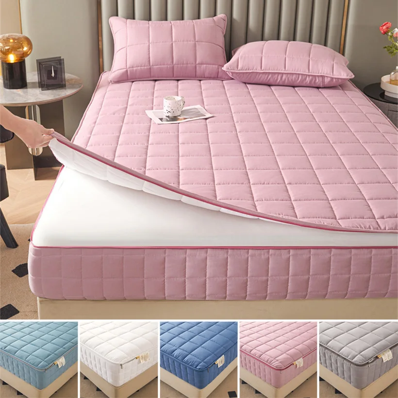 All Inclusive Six Sides Mattress Pad Single Double Queen King Size Mattress Cover with Zipper Quilted Fitted Topper