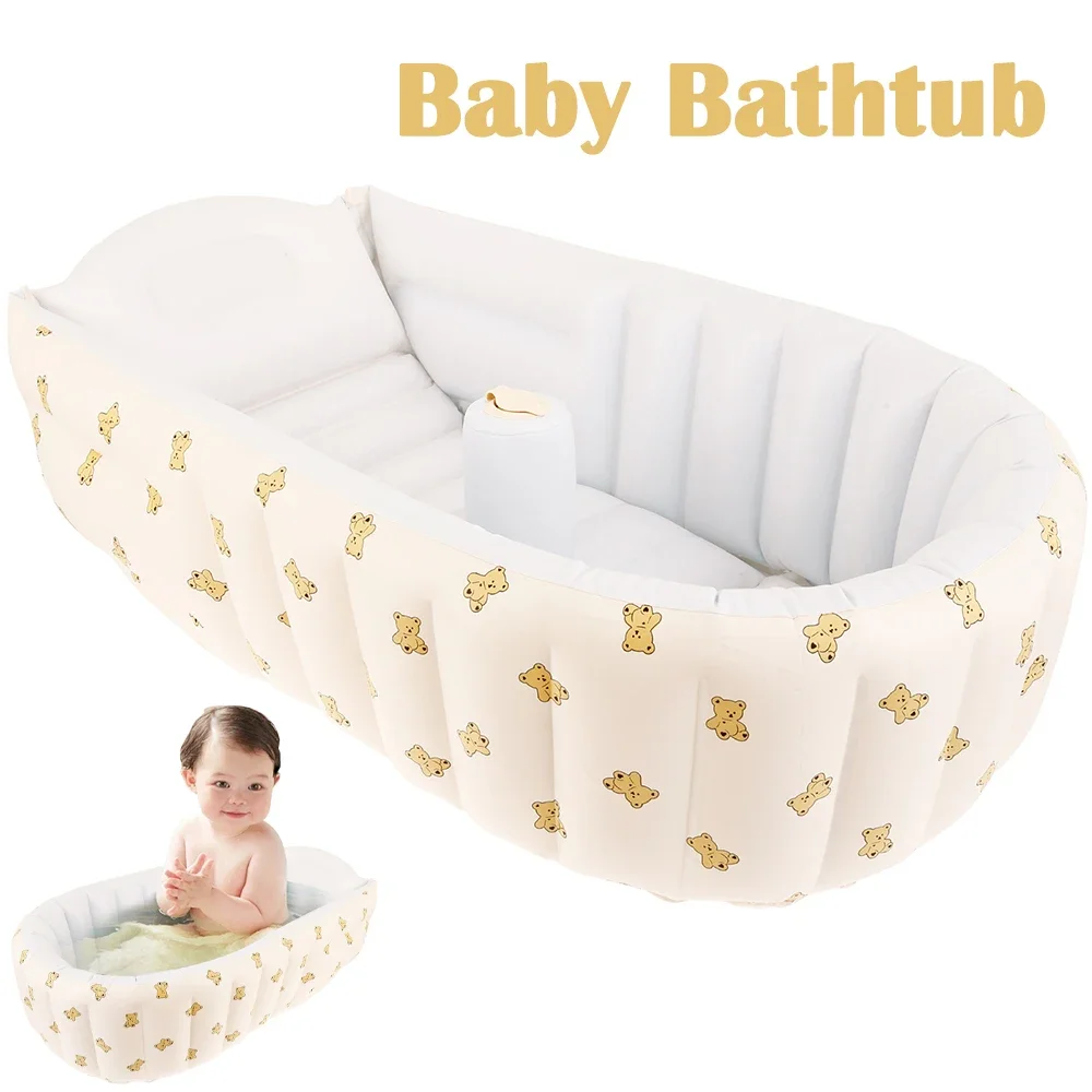 Inflatable อ่างอาบน้ําเด็ก PVC เด็กวัยหัดเดิน Bath พับได้อาบน้ําอ่างล้างหน้าแบบพกพาสระว่ายน้ํากลางแจ้ง Anti SLIP อ่างอาบน้ําเด็ก 1