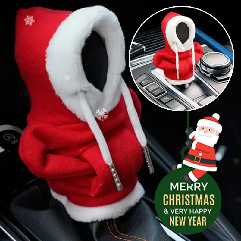

Christmas Santa Claus Car Gear Shift Hoodie Cover Gearshift Manual Handle Sweatshirt Change Lever Cover Car Gearshift Knob Cover