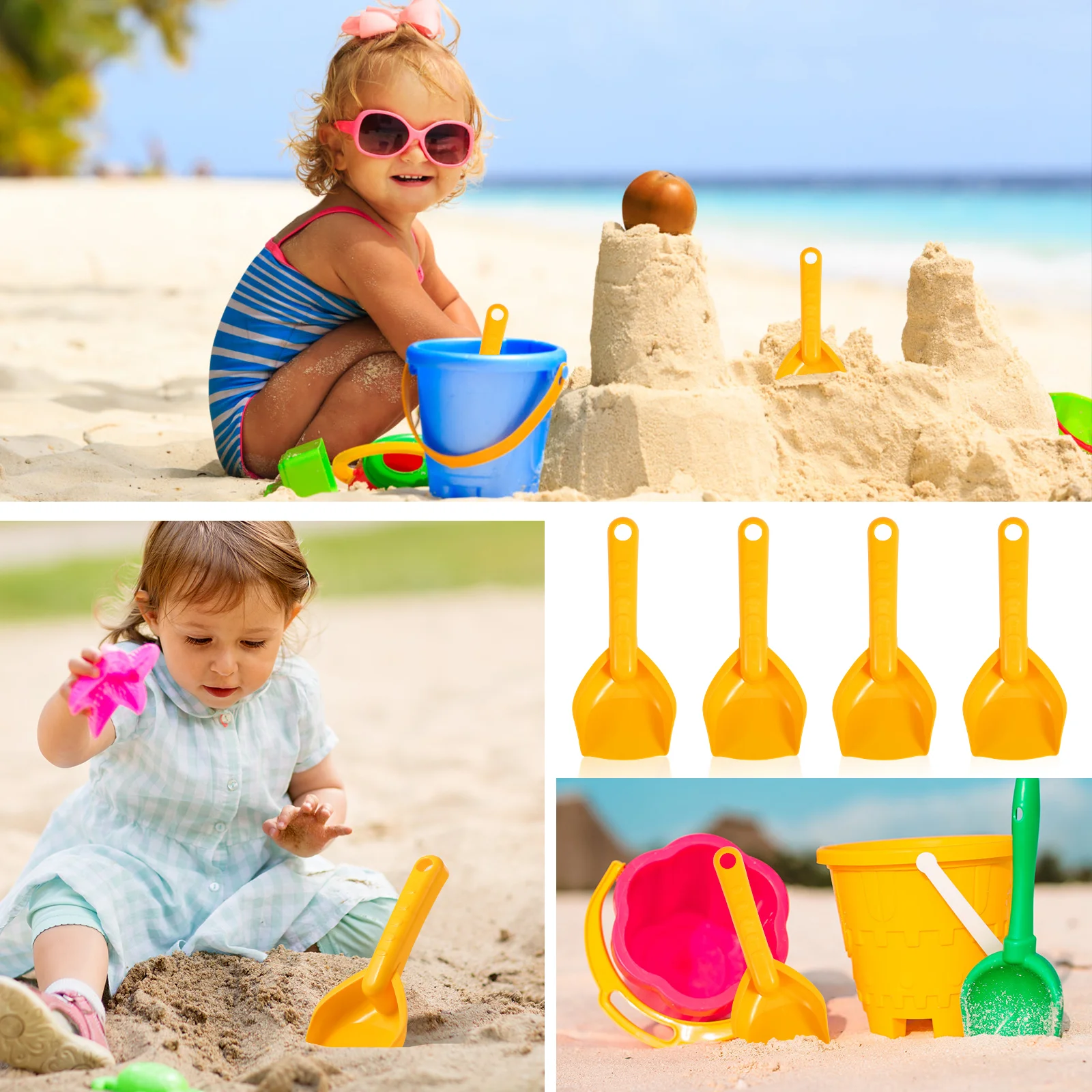 8 Pcs Child Beach Toy Sand Shovels for Kids Gardening Small outside Toys Yellow Plastic 4