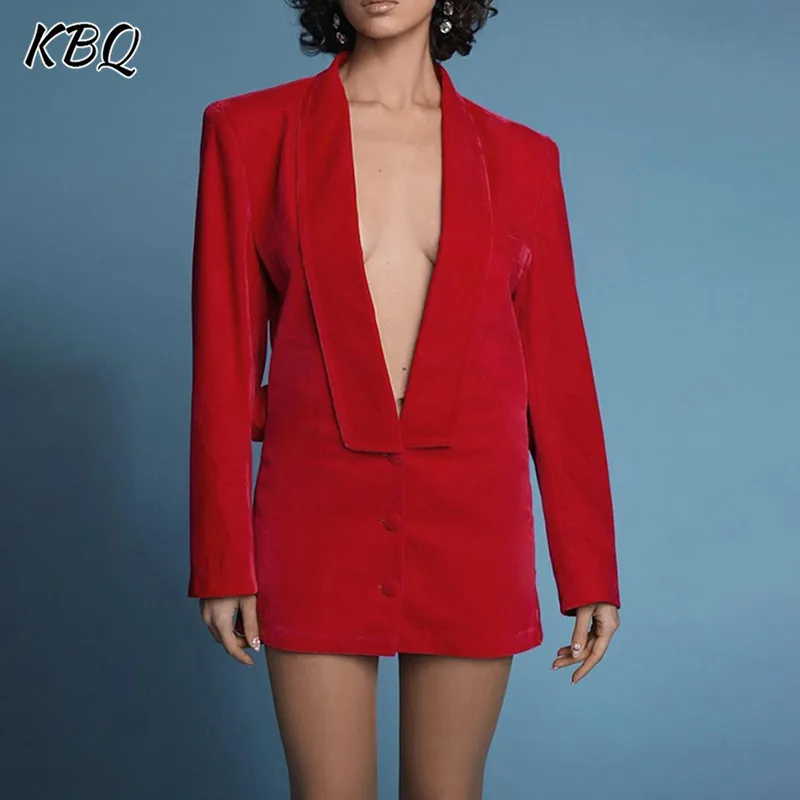 

KBQ Sexy Backless Patchwork Appliques Blazer For Women Shawl Collar Long Sleeve Spliced Button Designer Blazers Female Fashion