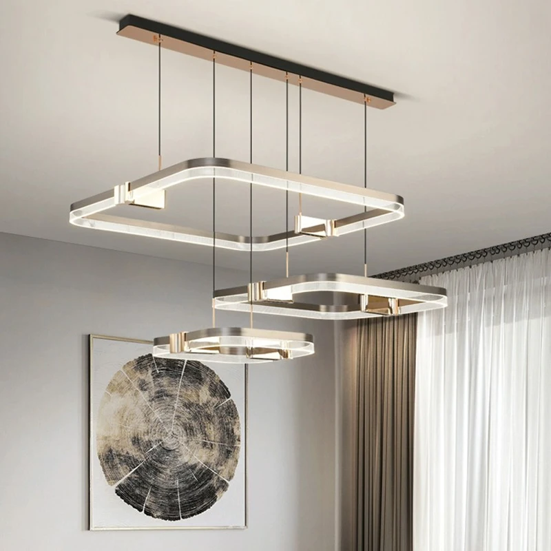 

AiPaiTe LED ring aluminum chandelier acrylic luminous lampshade super bright living room bedroom dining room chandelier
