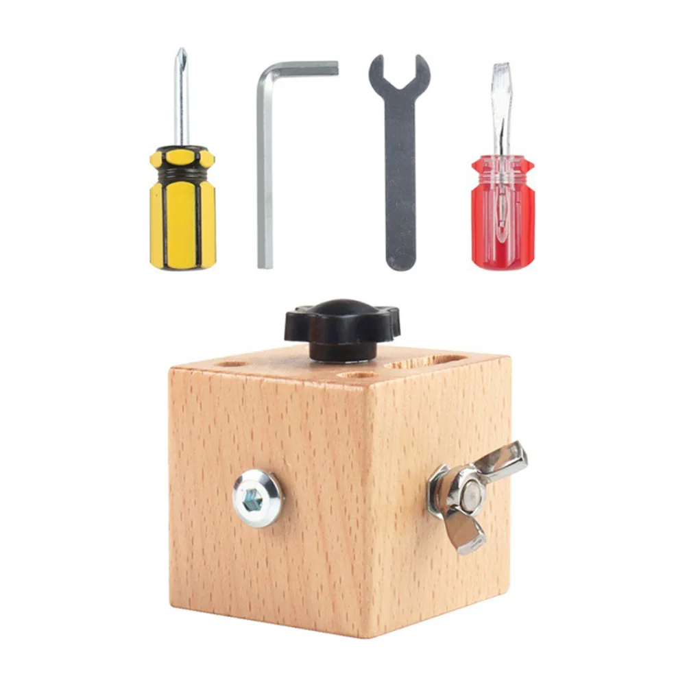 

Screwdriver Tool Childrens Toys Early Education Wooden Cube Educational Montessori Stainless Steel Plaything