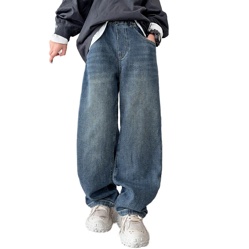 2026 Boys‘ Denim Jeans for Big Kids, Spring Autumn Casual Long Pants for Children, Trendy Everyday Bottoms New Arrival 1