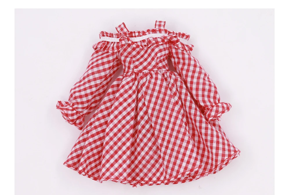 Neo Blythe Doll Red Check Dress 5