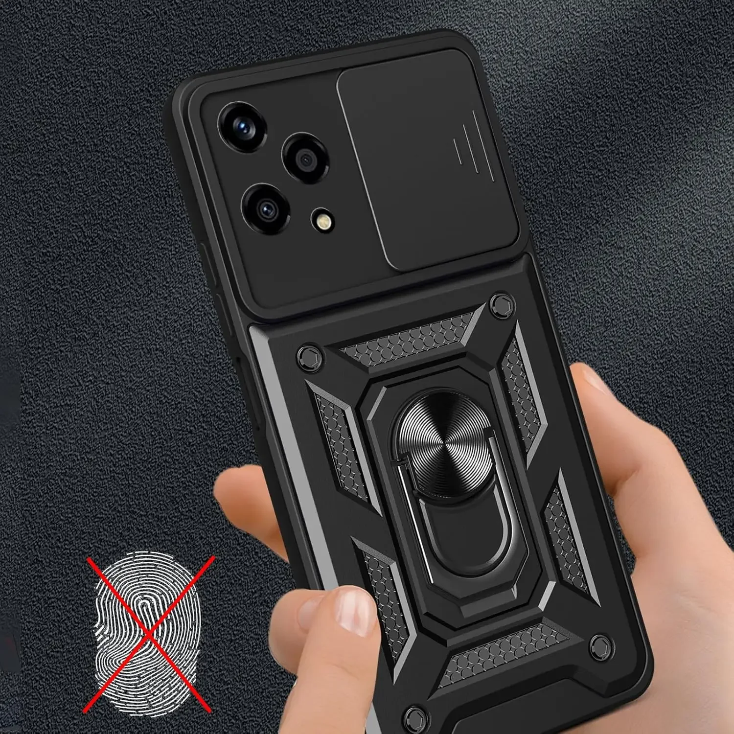 Enhanced Armor Case with Lens Protection and Magnetic Ring Holder