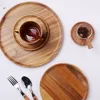 Retro Solid Wood Dinner Plates Round 13-38cm Serving Platter Tray Wooden Tea Tray Plate For Food Snack Dishs 5