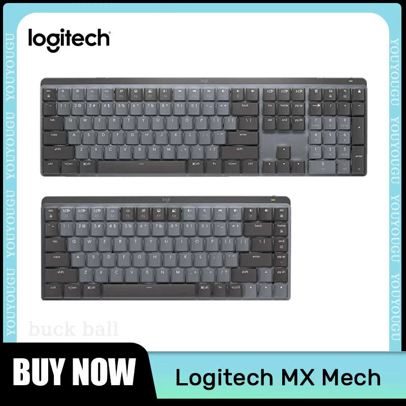 

Механическая клавиатура Logitech Mx, Беспроводная Bluetooth клавиатура с 110 клавишами, 2-режимная клавиатура с низким уровнем шума, игровая клавиатура для ПК, компьютерные аксессуары