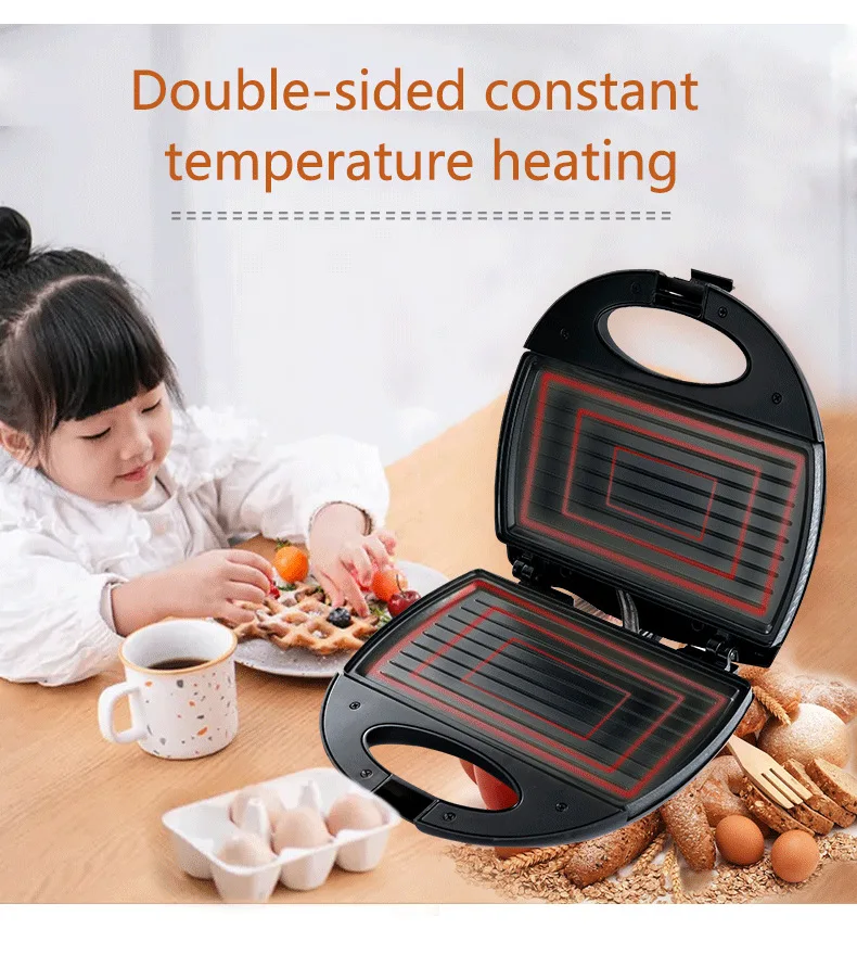 SOKANY102 Electric Sandwich Maker Panini 750W Waffle Maker Cooking Kitchen Appliances Breakfast Waffles Machine Non-stick Pan 5
