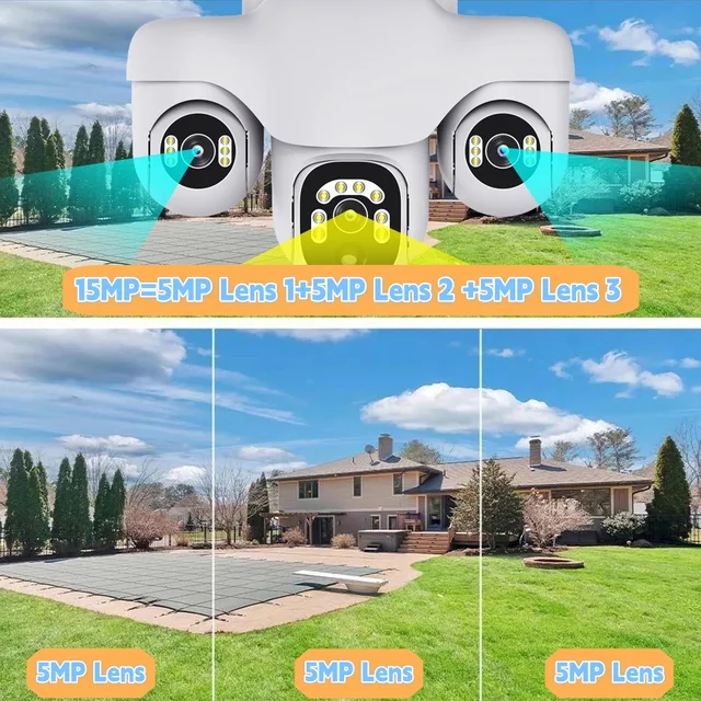 V380Pro Triple Lens 4G Camera Solar PIR Human Detection Night Vision Waterproof Security Video IP Cam 15MP Battery CCTV Monitor 3