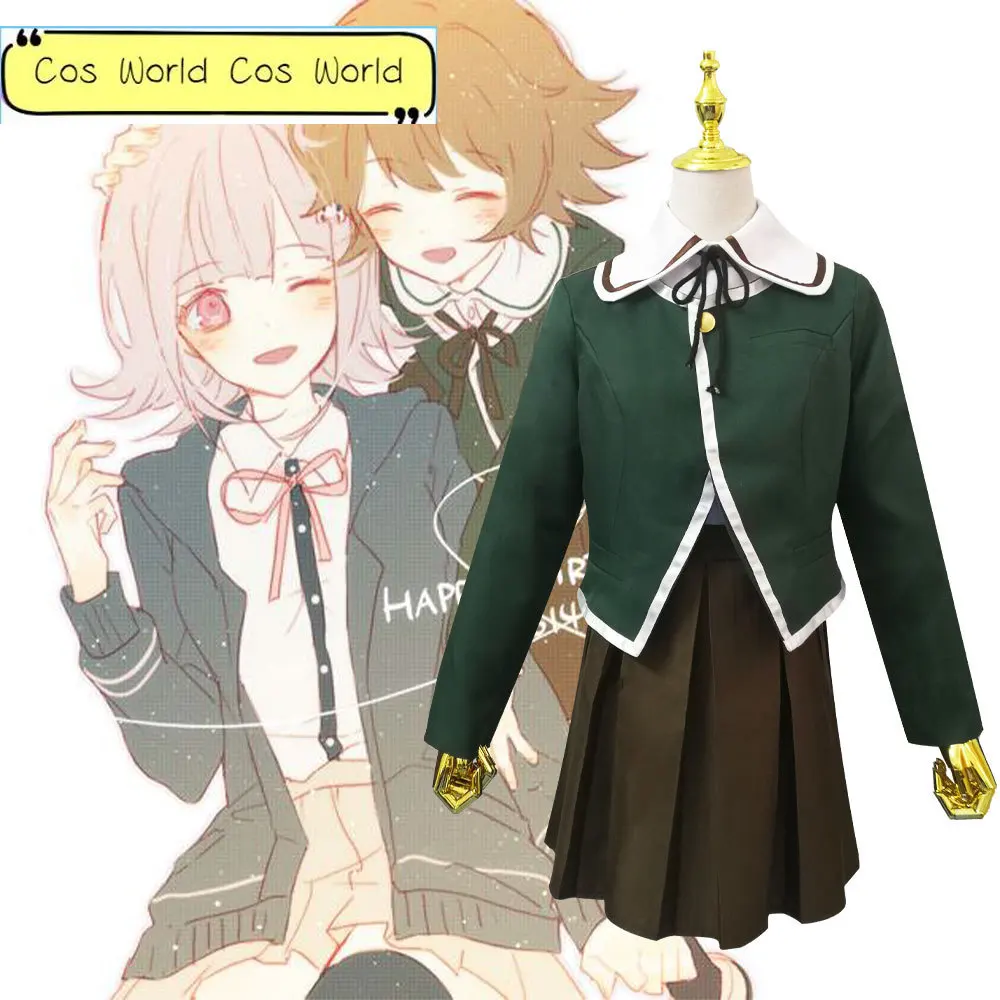 

Game Danganronpa Fujisaki Chihiro Cosplay Costume Dangan Ronpa Cosplay Clothes Full Suit Women Girls Green Dress Lovely Uniform