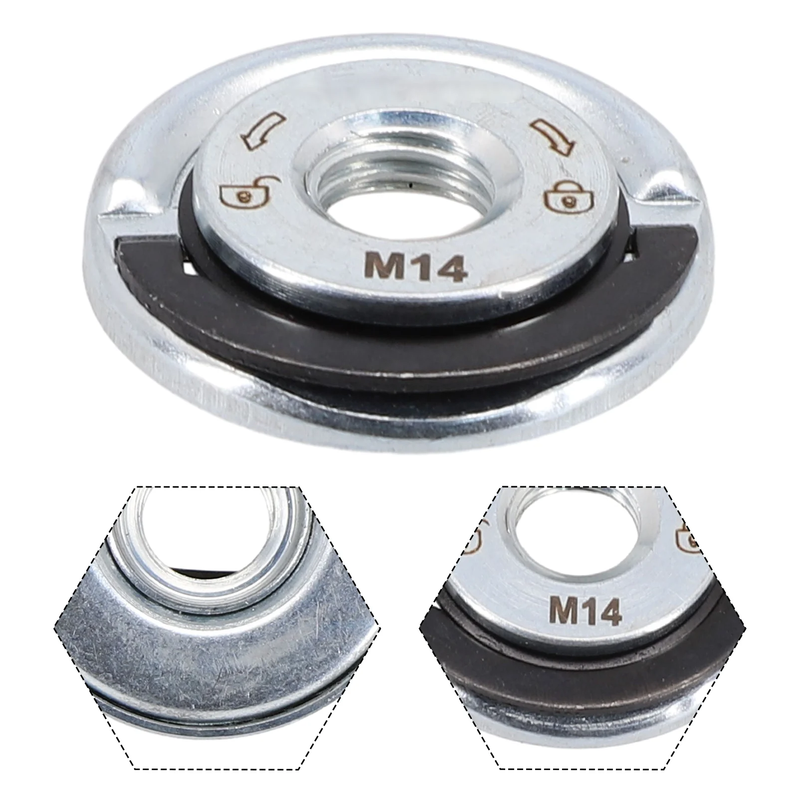 Quick Release Flange Nut M14 Thread Angle Grinder Release Locking Nut Pressing Plate Angle Grinder Clamping Flange Tools 1x angle grinder nut