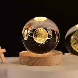 Sfera di Cristallo Luminosa della Via Lattea con Base in Legno - Decorazione per la Casa Elegante e Idea Regalo