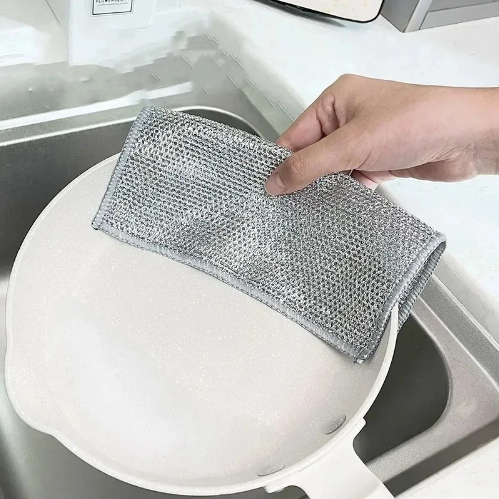 Household Cleaning Brushes 3/5/10PCS Silver Cleaning Cloth Magic Dish Towel All for Kitchen and Home Scrub Daddy Rust Removal dish cleaning cloth,kitchen cleaning tool