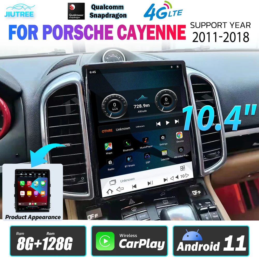 

Car Radio 10.4 inch Qualcomm Android 11 for Porsche Cayenne 2011-2016 Verticial Screen Navigation GPS Multimedia Player