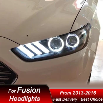 Car styling Headlights For Ford Fusion Mondeo 2013-2016 Mustang style full LED Headlamp Assembly Projector Lens Accessories Kit