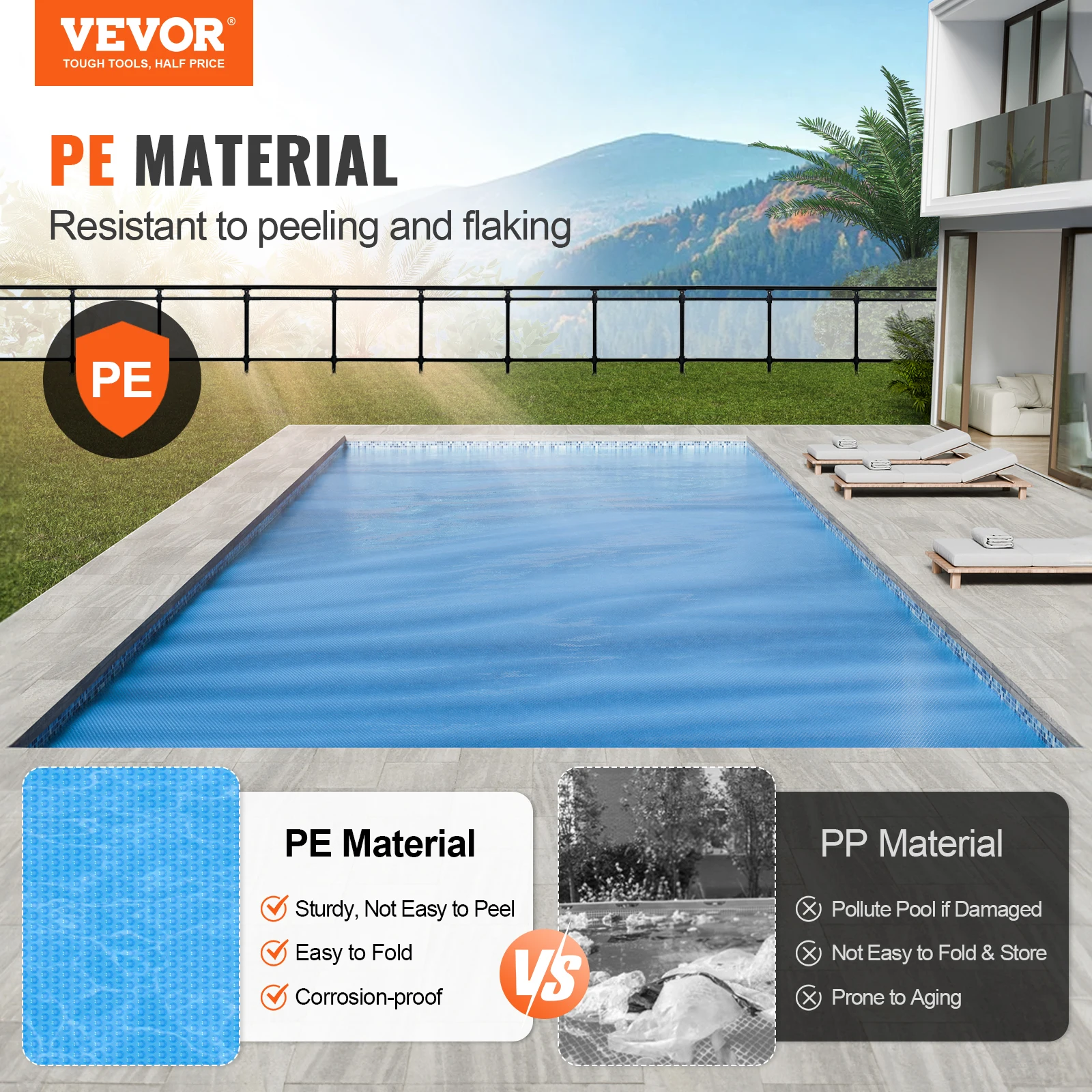Solar Pool Cover Rectangle Solar Blanket for Pools Inground Above Ground Swimming 12 mil Covers pool cover swimming pool accessory