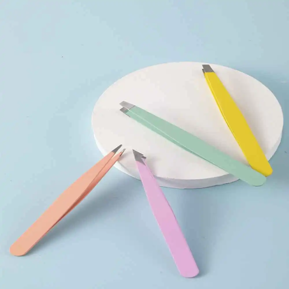 4PCS 크리스마스 다기능 클립 보관 가방 눈썹 핀셋 선물 스테인레스 스틸 다채로운 눈썹 트리머 미용 도구 세트