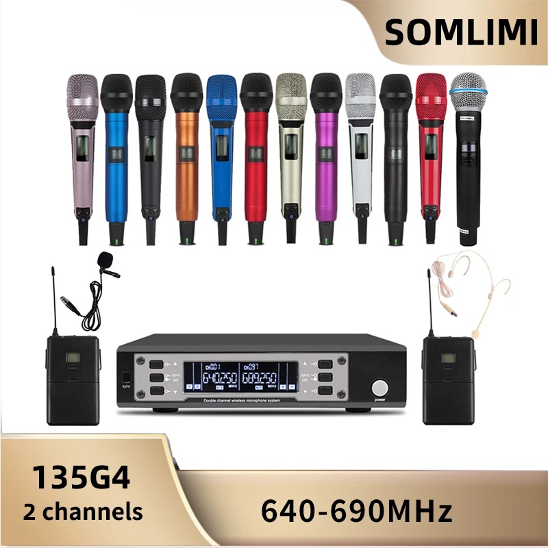 SOMLIMI 싱글 리시버 더블 핸드 헬드 마이크, 다중 색상 하이 퀄리티, EW135G4
