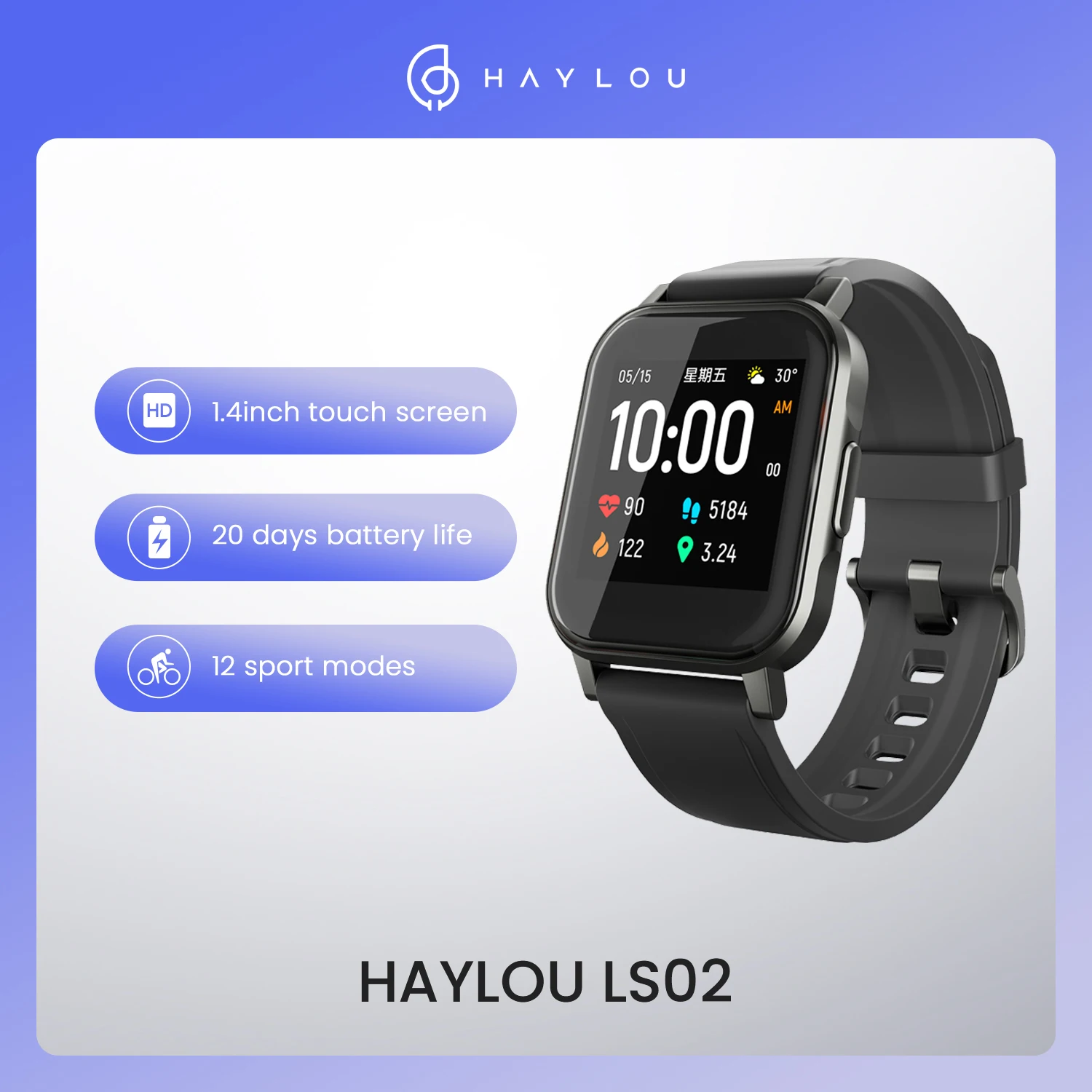 

Оригинальные мужские Смарт-часы Haylou LS02, IP68 Водонепроницаемые, 12 спортивных моделей, Bluetooth 5,0 спортивный монитор пульса, английская версия