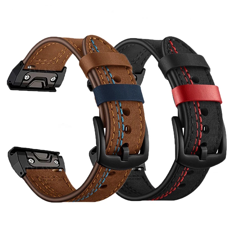 Correa De Reloj - Correa De Cuero De 26mm Para Garmin Fenix 8/7X/6X/5X