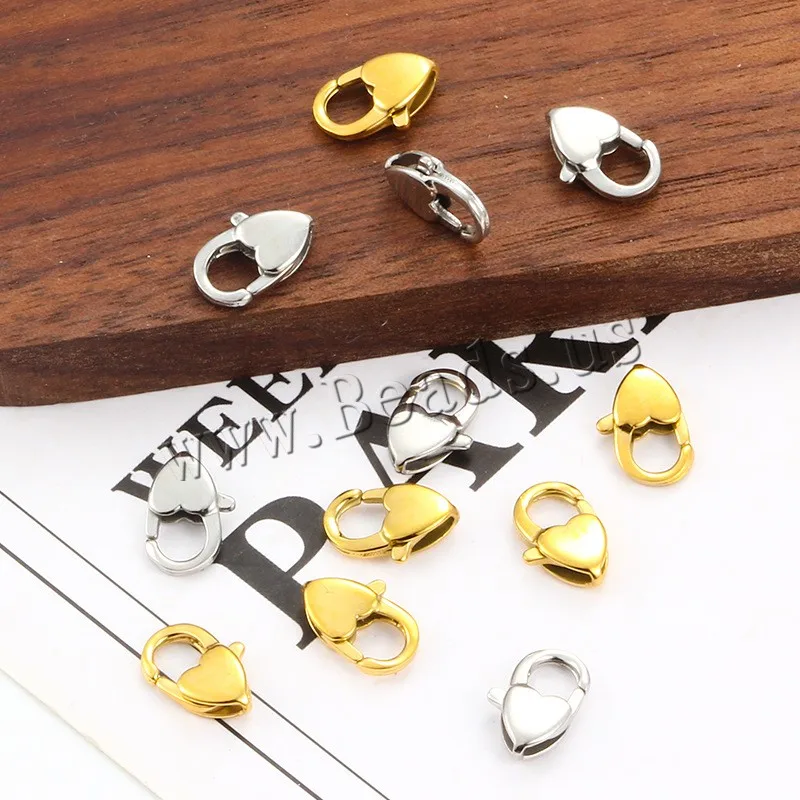 10PCs Stainless Steel 12mm Heart Shaped Lobster Clasps For Bracelet Necklace Jewelry Making Supplies Accessories Chains Connetor