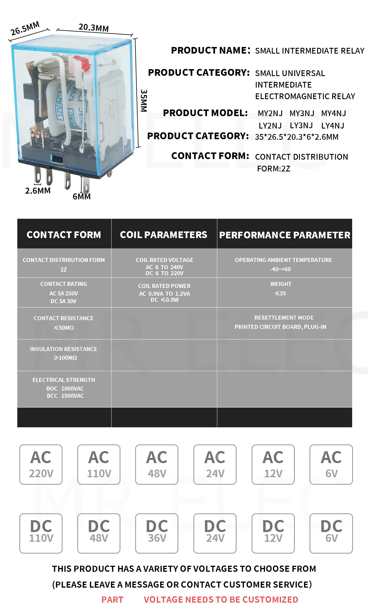 Description Picture 4 of item5PCS MY4NJ relay HH54P MY4N-J 14 Pin AC/DC 12V 24V 36V 48V 110V 220V 380V Mini Relay Intermediate Electromagnetic Relay